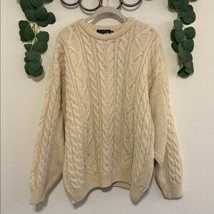 Vintage Blarney Woollen Mills Irish Wool Cable-Knit Fisherman Sweater